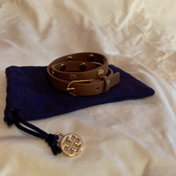 DOUBLE WRAP BROWN LEATHER TORY BURCH BRACELET - Picture 5 of 5